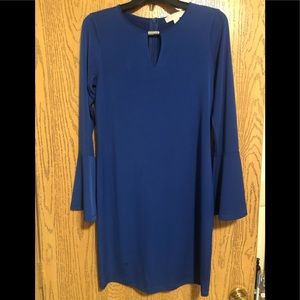 Michael Kors Blue LongSleeve Rhinestone Neck Dress